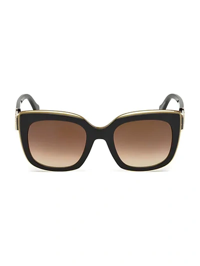 Shop Roberto Cavalli Women's 51 Mm Monogram Crest Square Sunglasses In Black