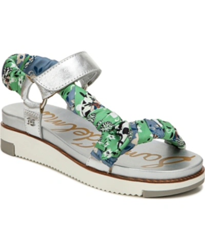 Shop Sam Edelman Ashie Footbed Sandals Women's Shoes In Soft Silver Multi