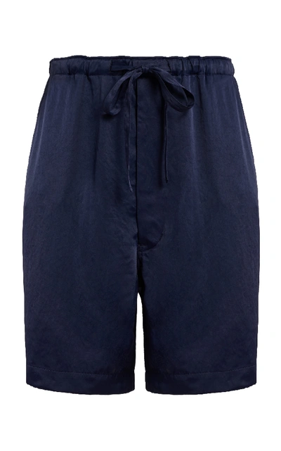 Shop Chimala Double-satin Drawstring Shorts In Navy