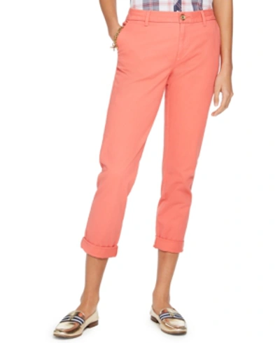 Tommy Hilfiger Women's Th Flex Hampton Cuffed Chino Straight-leg Pants,  Created For Macy's In Coralie | ModeSens