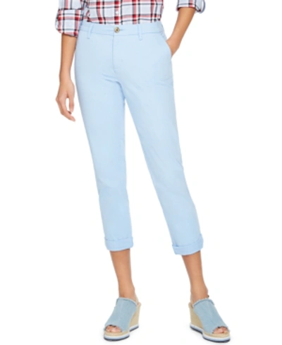 Shop Tommy Hilfiger Women's Th Flex Hampton Cuffed Chino Straight-leg Pants, Created For Macy's In Breeze