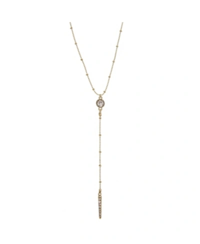 Shop Laundry By Shelli Segal Crystal Circle Bar 25" Lariat Necklace In Gold-tone