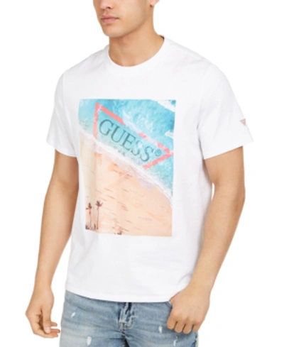 Shop Guess Men's Waterline Logo Graphic T-shirt In White