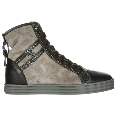 Hogan Rebel Women's Shoes High Top Suede Trainers Sneakers R182 In Grey |  ModeSens