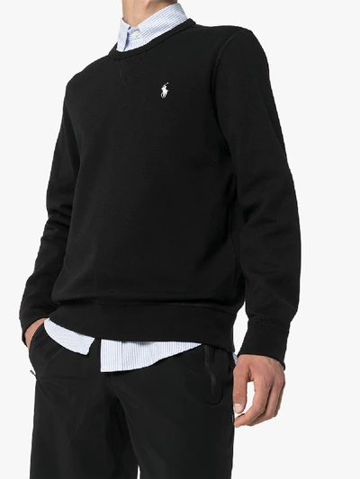 Shop Polo Ralph Lauren Polo Pony Embroidered Jersey Sweatshirt In Black