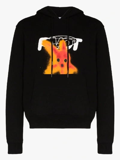 Shop Off-white Mens Black Pivot Fish Graphic Print Hoodie