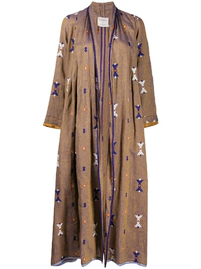 Shop Forte Forte Geometric Embroidery Oversized Coat In Brown