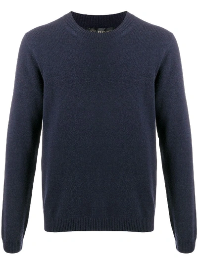 Shop Versace Knitted Jumper In Blue