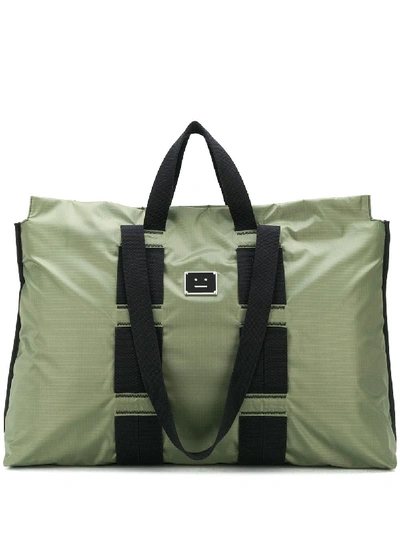 Shop Acne Studios Logo Plaque Tote Bag In Green