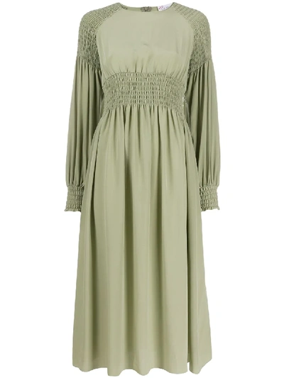 Shop Red Valentino Elasticated Panel Midi Dress In Green