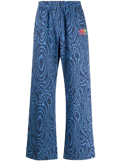 Shop Napa By Martine Rose Animal Print Straight Leg Track Pants In Blue