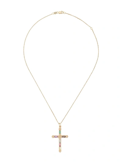 Shop Rachel Jackson Gemstone Cross-pendant Necklace In Gold