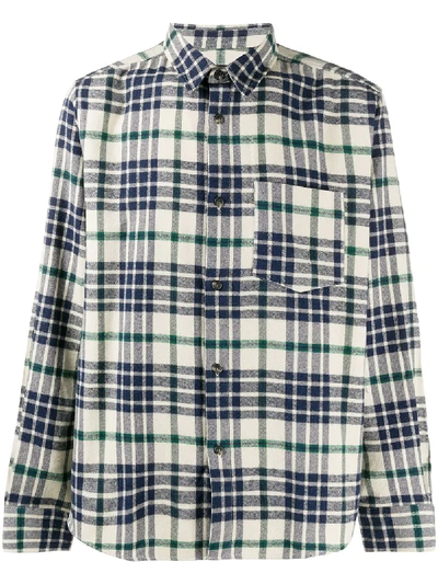 Shop Apc John Plaid Overshirt In White