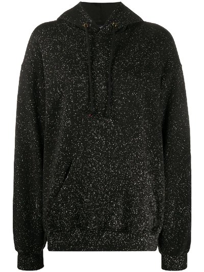 Shop Ottolinger Glitter Knit Hoodie In Black