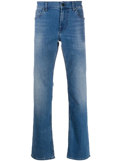 Shop 7 For All Mankind Light-wash Straight Leg Jeans In Blue