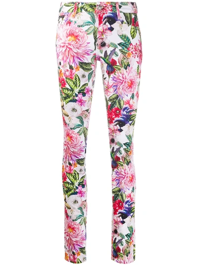 Shop Philipp Plein Floral-print Skinny Jeans In Pink