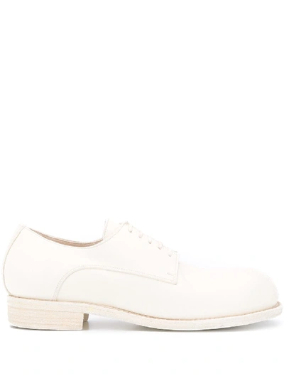 Shop Guidi Round Toe Derby Shoes In White