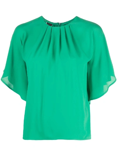 Shop Pinko Flutter-sleeve Blouse In Green