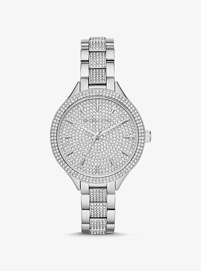 Shop Michael Kors Pavé Silver-tone Watch