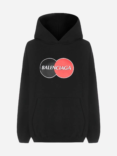 Shop Balenciaga Felpa Oversize In Cotone Con Cappuccio E Logo Uniform