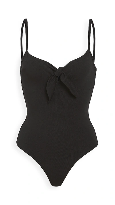 Shop Atm Anthony Thomas Melillo Pima Cotton Knotted Thong Bodysuit In Black
