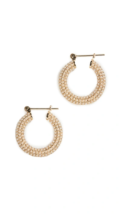 Pave Imitation Pearl Baby Amalfi Hoops