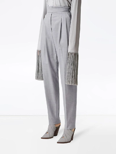 Shop Burberry Back Cut-out Tailored Trousers In Grey