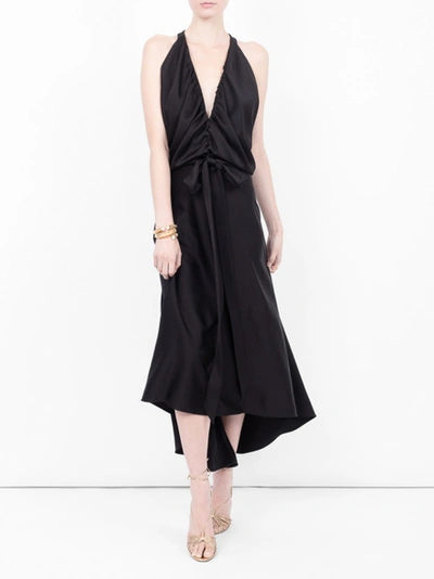 Shop Chloé Draped Flared Midi Dress Black