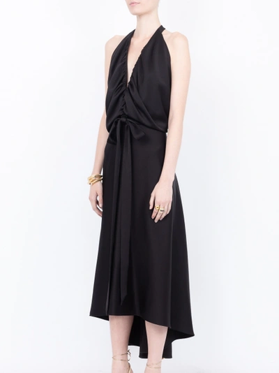 Shop Chloé Draped Flared Midi Dress Black