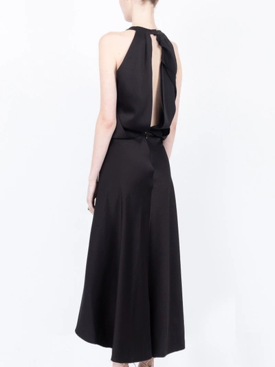 Shop Chloé Draped Flared Midi Dress Black