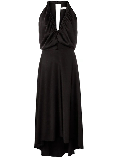 Shop Chloé Draped Flared Midi Dress Black