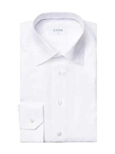 Shop Eton Slim-fit White Floral Jacquard Dress Shirt