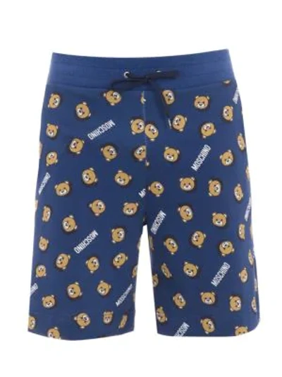 Shop Moschino Home Teddy Printed Shorts In Blue Multi