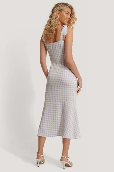 Shop Queen Of Jetlags X Na-kd Shoulder Straps Midi Dress White In Pastel Gingham