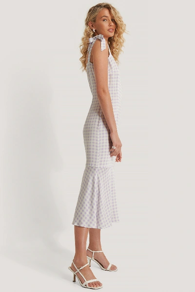 Shop Queen Of Jetlags X Na-kd Shoulder Straps Midi Dress White In Pastel Gingham
