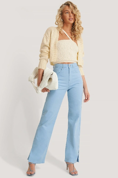 Shop Queen Of Jetlags X Na-kd One Shoulder Knit Top Offwhite In Off White