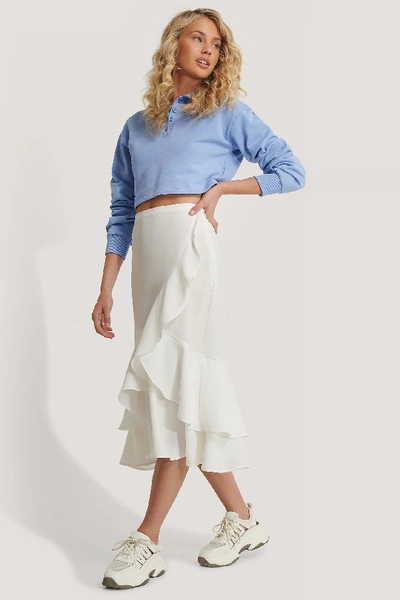 Shop Queen Of Jetlags X Na-kd Flounce Midi Skirt Offwhite In Off White