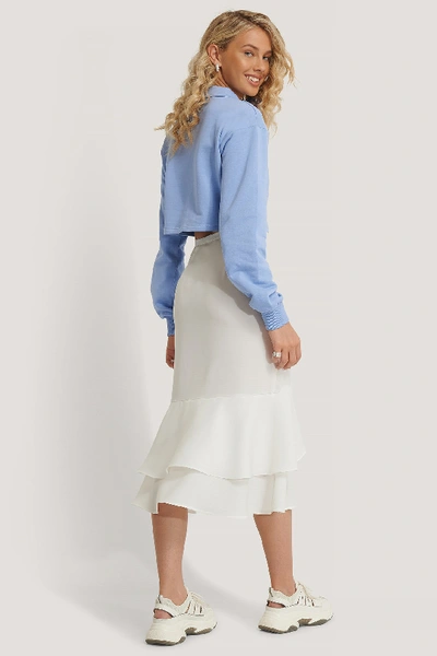 Shop Queen Of Jetlags X Na-kd Flounce Midi Skirt Offwhite In Off White