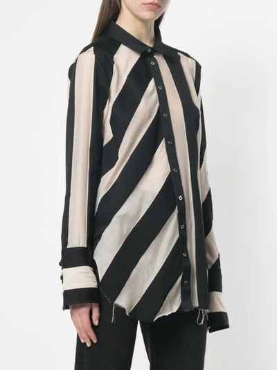 Shop Marques' Almeida Striped Raw-edged Shirt Black
