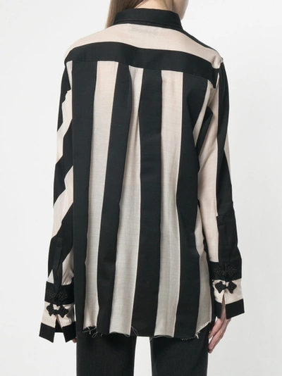 Shop Marques' Almeida Striped Raw-edged Shirt Black