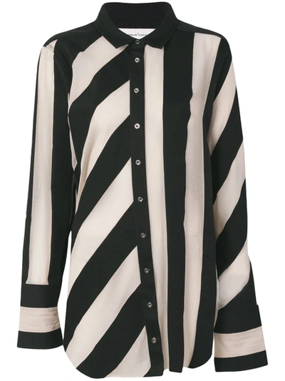 Shop Marques' Almeida Striped Raw-edged Shirt Black