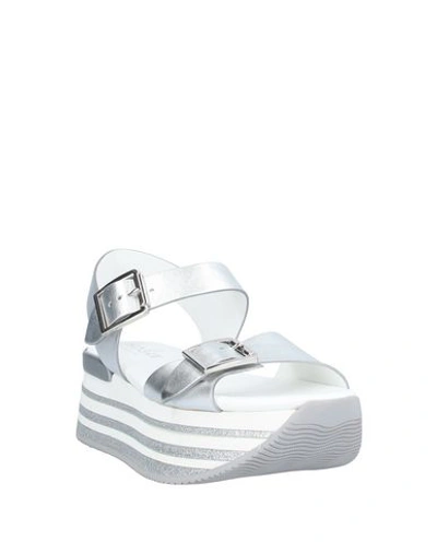 Shop Hogan Woman Sandals Silver Size 6.5 Soft Leather