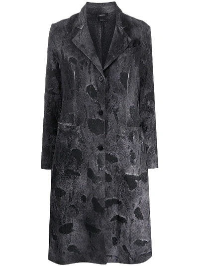 Shop Avant Toi Distressed Single-breasted Coat In Grey