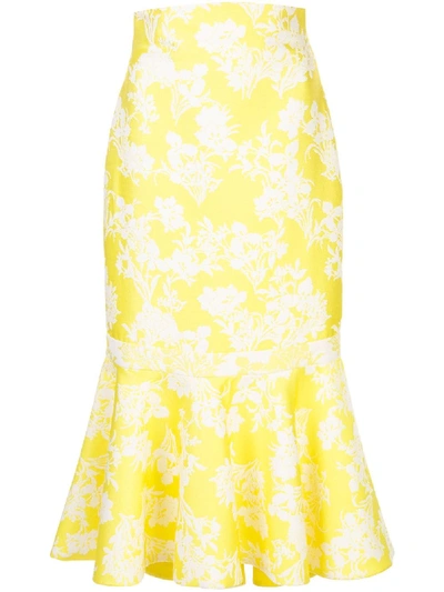 Shop Alexis Floral Jacquard Skirt In Yellow