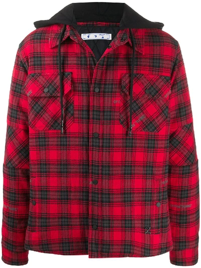 Off white plaid hooded best sale jacket