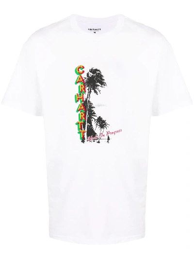 Shop Carhartt Tropical Logo Print T-shirt In White