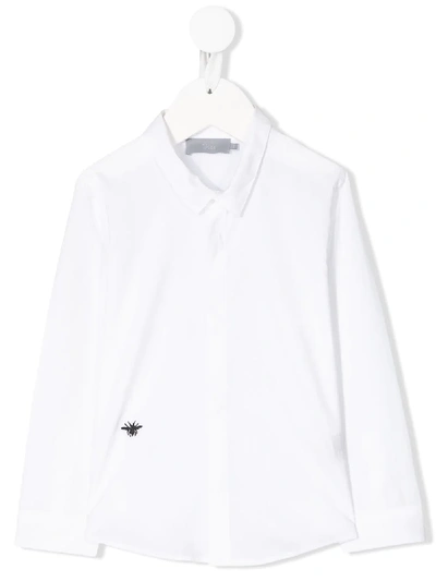 Shop Baby Dior Embroidered Bee Shirt In White