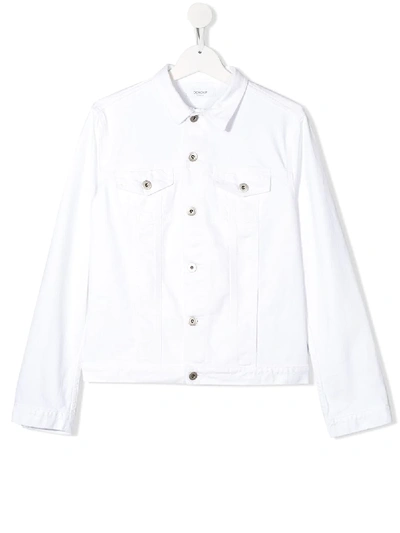 Dondup Teen Embroidered Logo Denim Jacket In White
