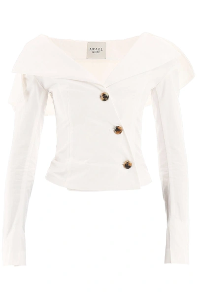 Shop A.w.a.k.e. Buttoned Jacket-top In Off White (white)