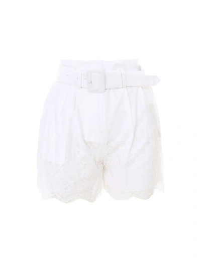 Shop Self-portrait White Lace Shorts